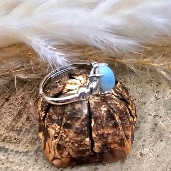 Nature Larimar Stone Adjustable Ring - Picture 9 of 10